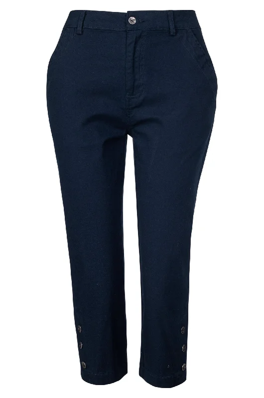 Spring Fashion Mid Calf Pants with hem detail | NAVY | 6813A1