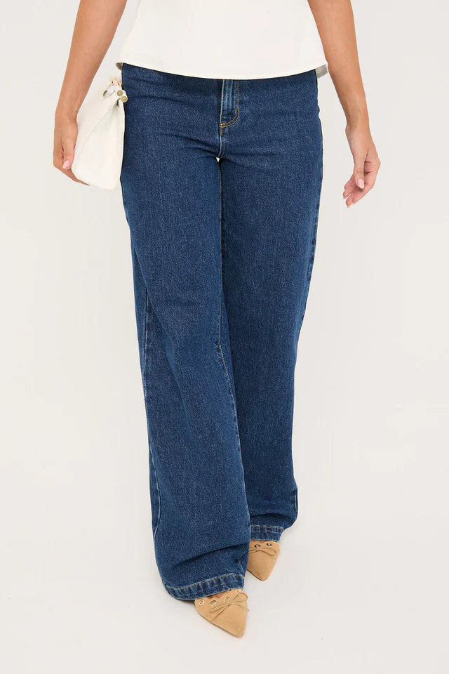 Classic Chic Deals 94 High Wide Tara Mid Blue Denim Jean