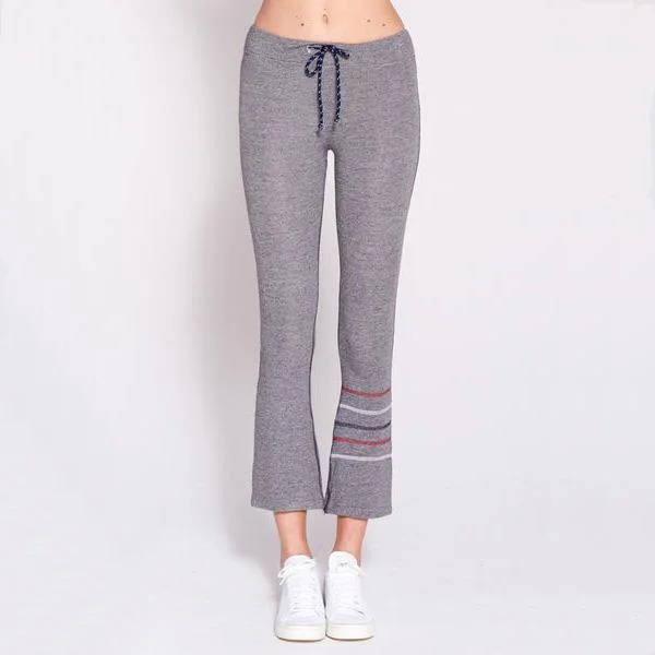 New In This Season Embroidered Stripe Flare Pant (Heather Grey)