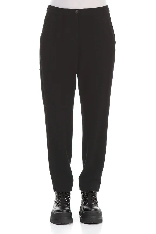 Glamorous Fashion Offers Straight Leg Black Cotton Jersey Trousers