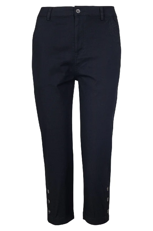 Premium Fashion Mid Calf Pants with hem detail | Black | 6813A1