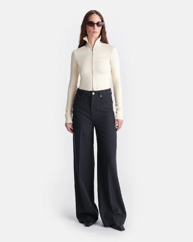 Fashion Sale Korina - Wool Twill Wide-Leg Pants - Grey Melange