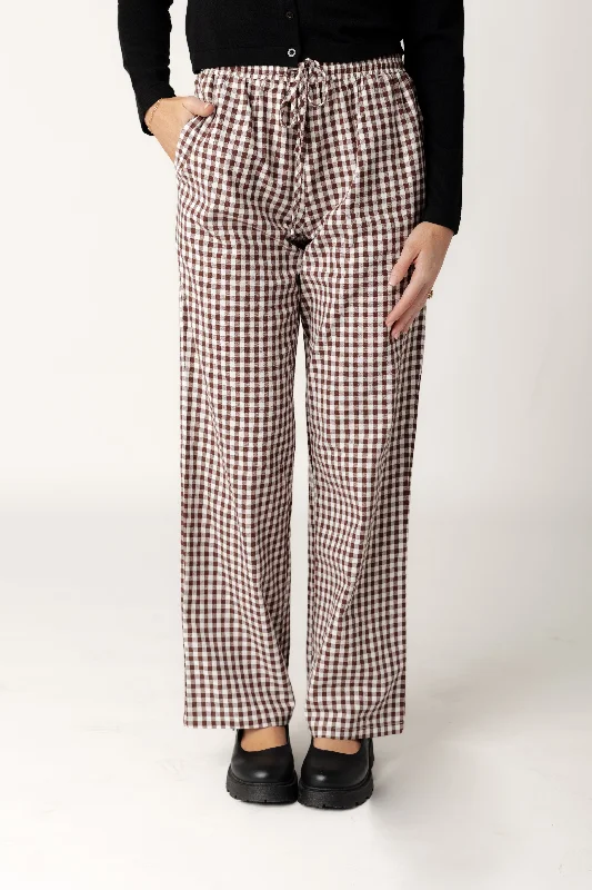 Limited Time Offers Preppy Poplin Gingham Pants -Fall