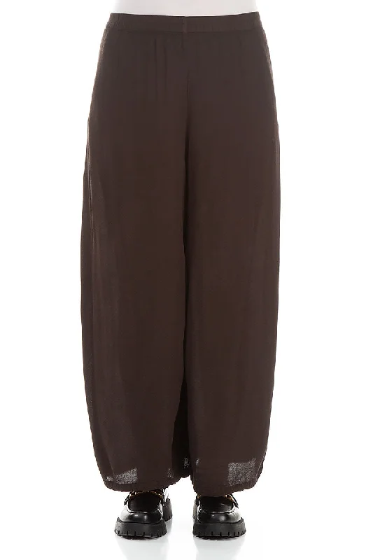 Classic Modern Offers Wide Cropped Forest Brown Viscose Trousers