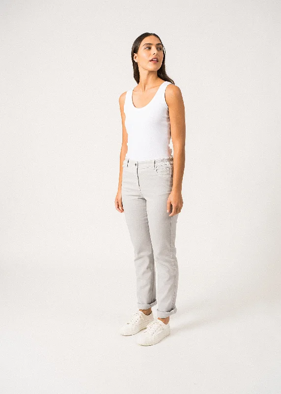 Online Clothing Boutiques Patricia straight pants - elastic waist, in cotton stretch (GRIS)