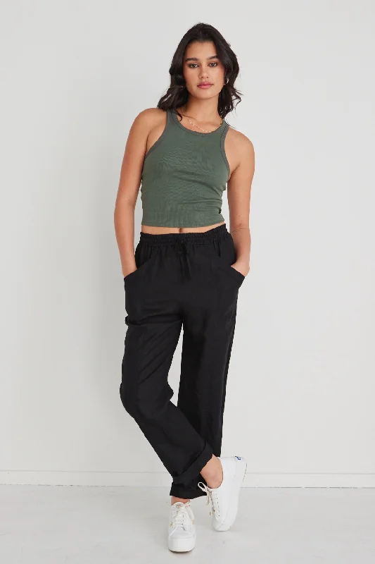 Exclusive Discounts Cruise Black Linen Tapered Jogger