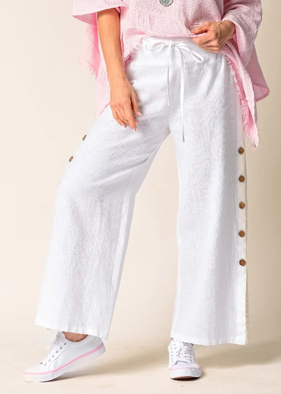 Chic Style, Always In Vogue Mileta Linen Pant in Winter White