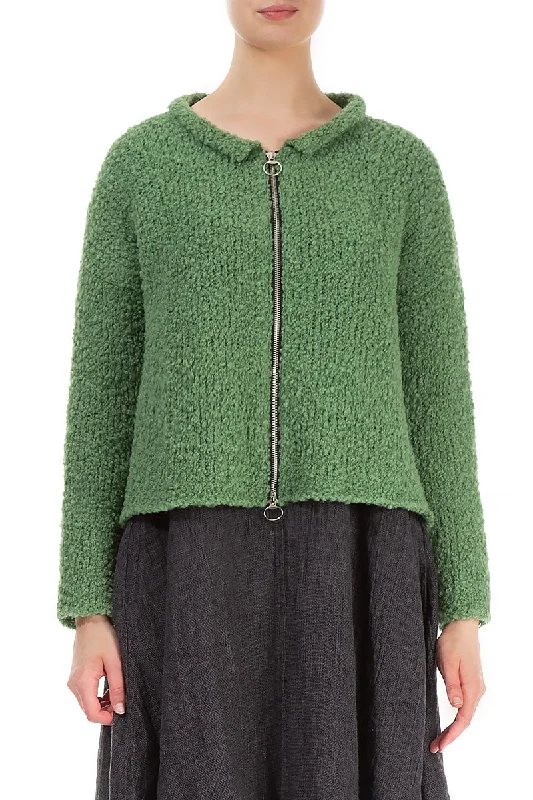 Clearance Sale Short Sage Green Alpaca Wool Cardigan