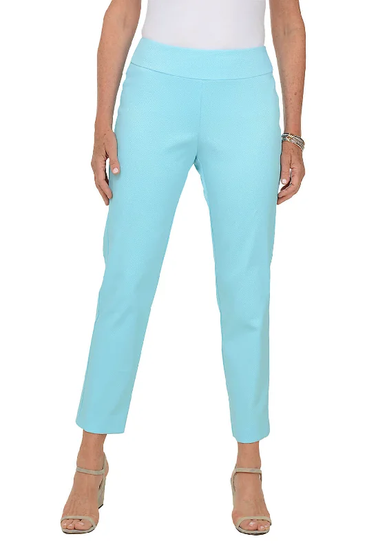 Popular Collection Aqua Textured Pique Pull-On Ankle Pant