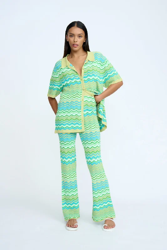 Clothing Online Ripple Stripe Knit Pant | Final Sale - Green Multi